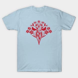 Birds perched on wildflowers T-Shirt